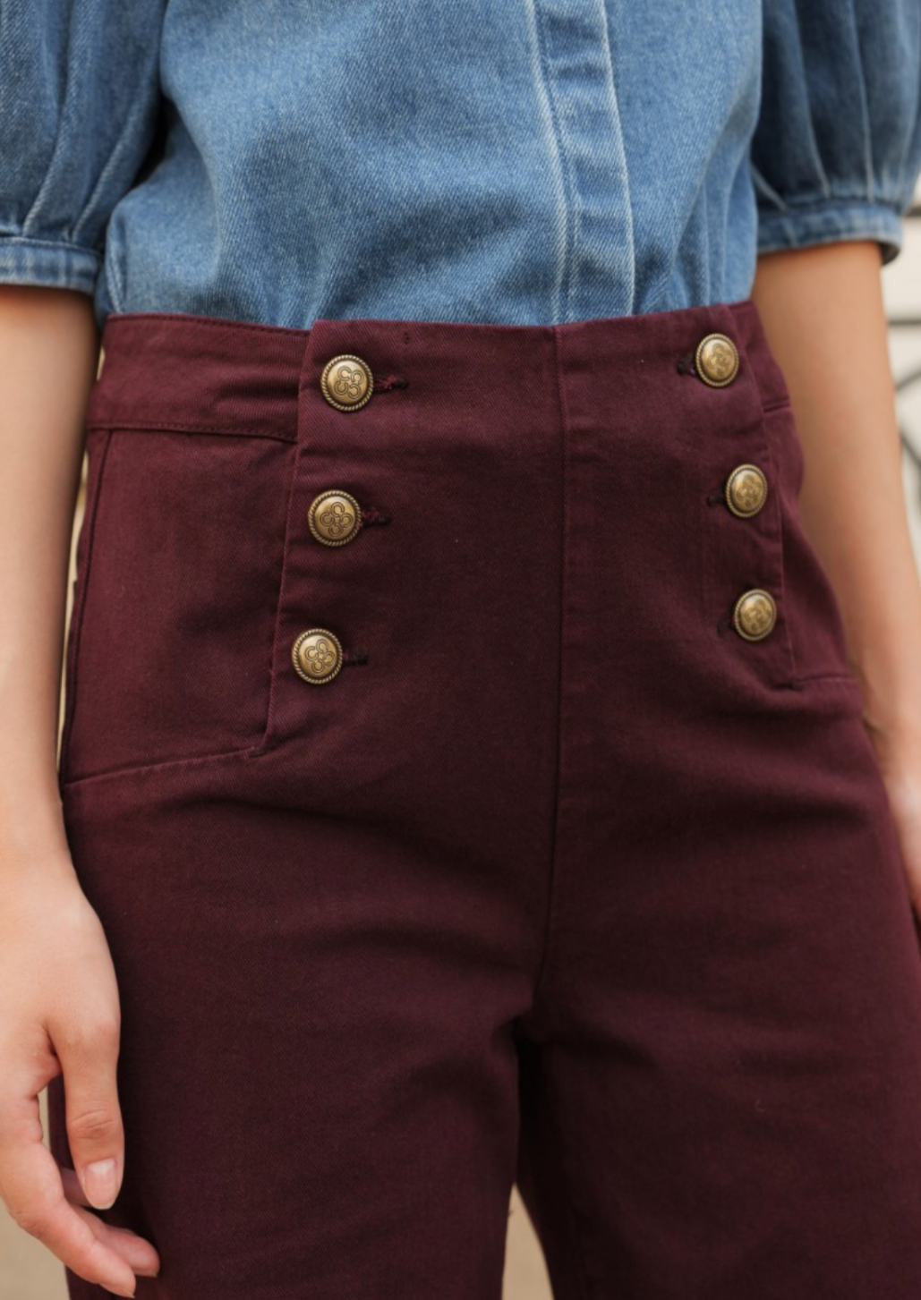 Victorine Burgundy Wide Leg Jean