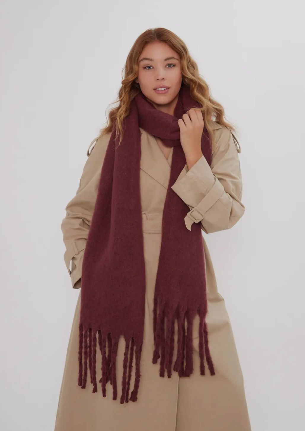 Oversized Chunky Burgundy Scarf