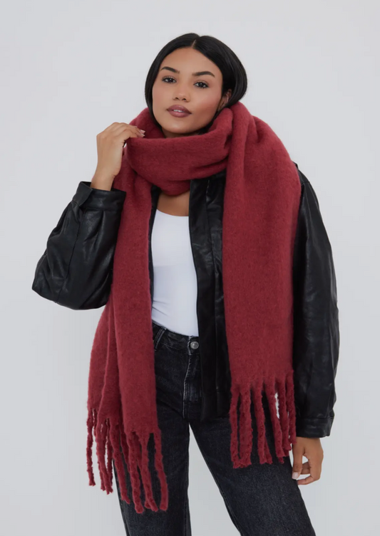 Oversized Chunky Burgundy Scarf