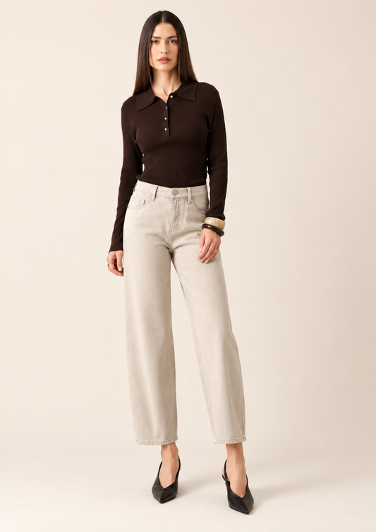 Bony Taupe Barrel Jean