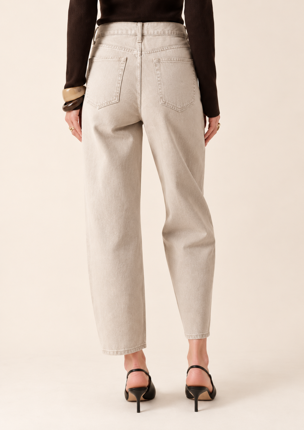 Bony Taupe Barrel Jean