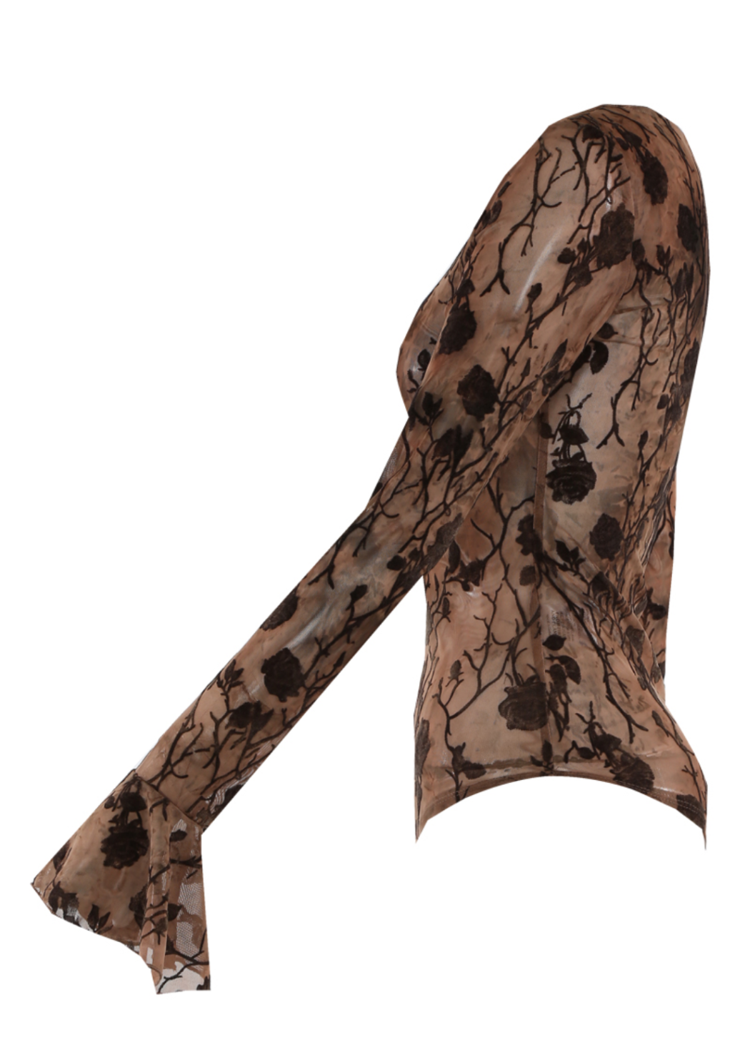 Velvet Brown Floral Mesh Bodysuit