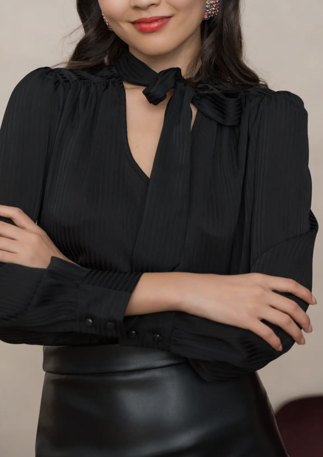Silky Tie Up Blouse