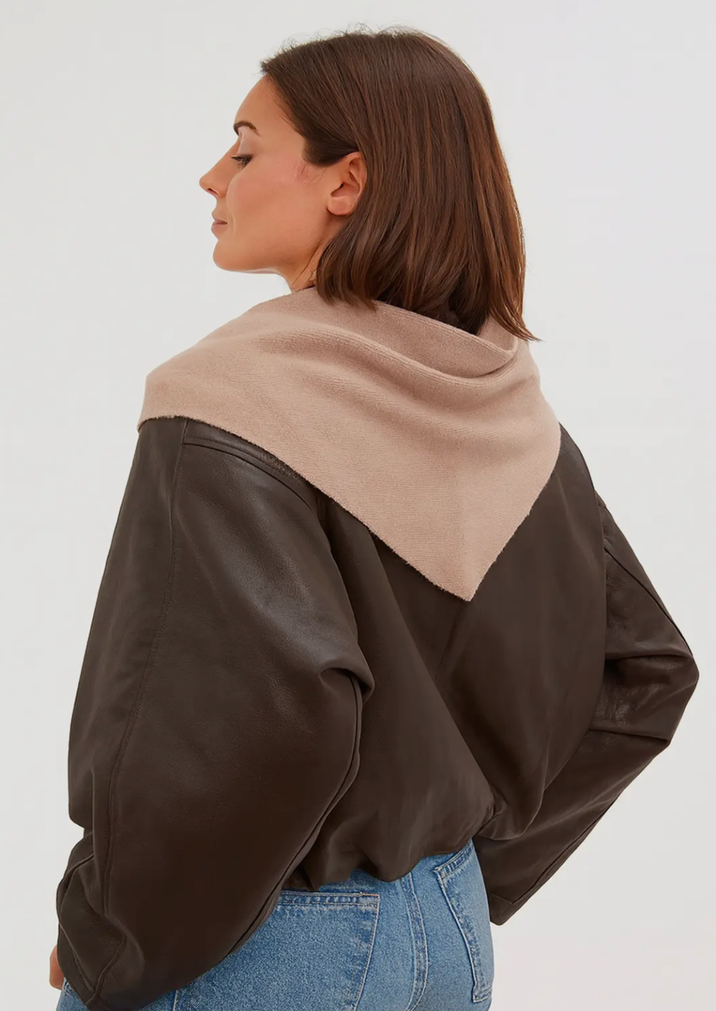 Knitted Triangle Taupe Scarf