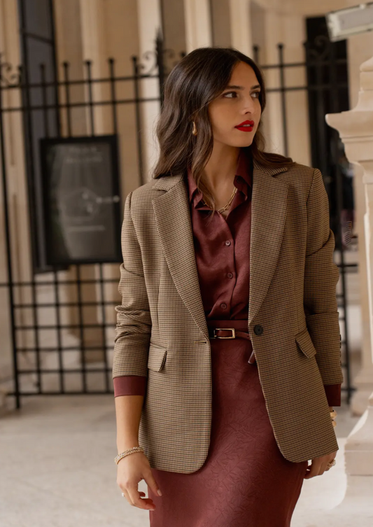 Checked Camel Blazer