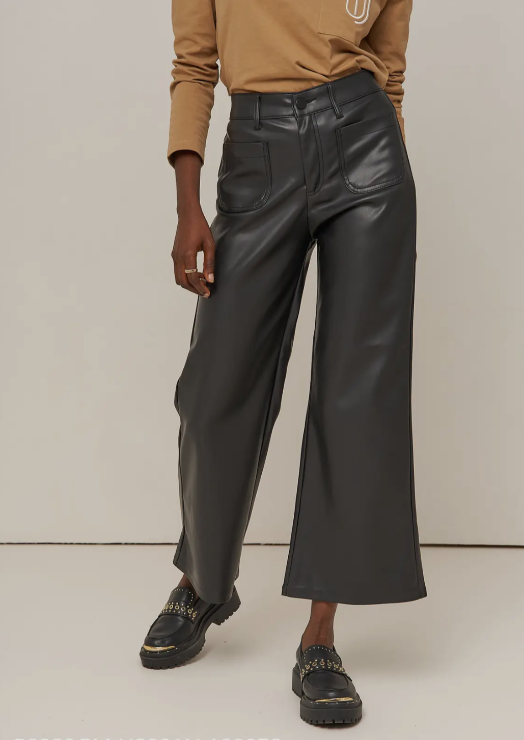 Wileme Wide Leg Faux Leather Trousers