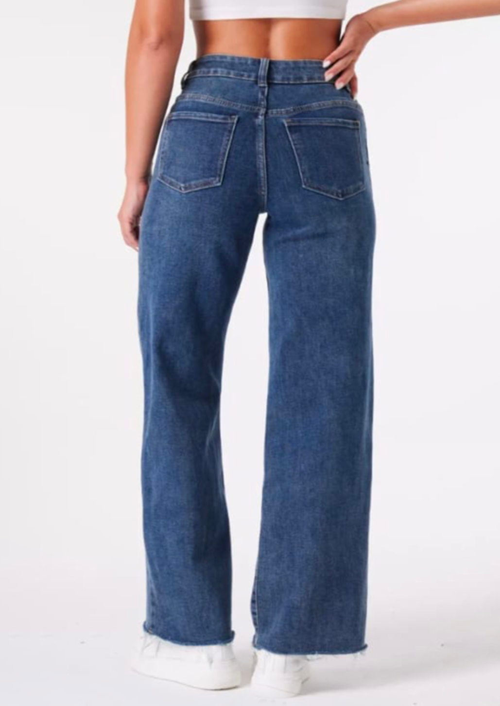 Denim Blue Mid Rise Dad Fit Jeans