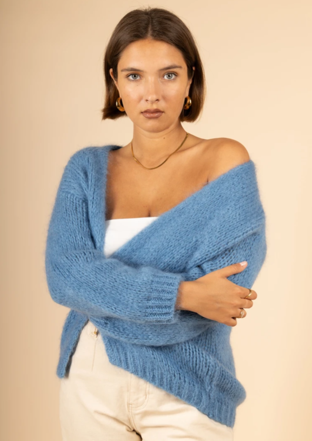 Oversized Bernadette Blue Mohair Cardigan