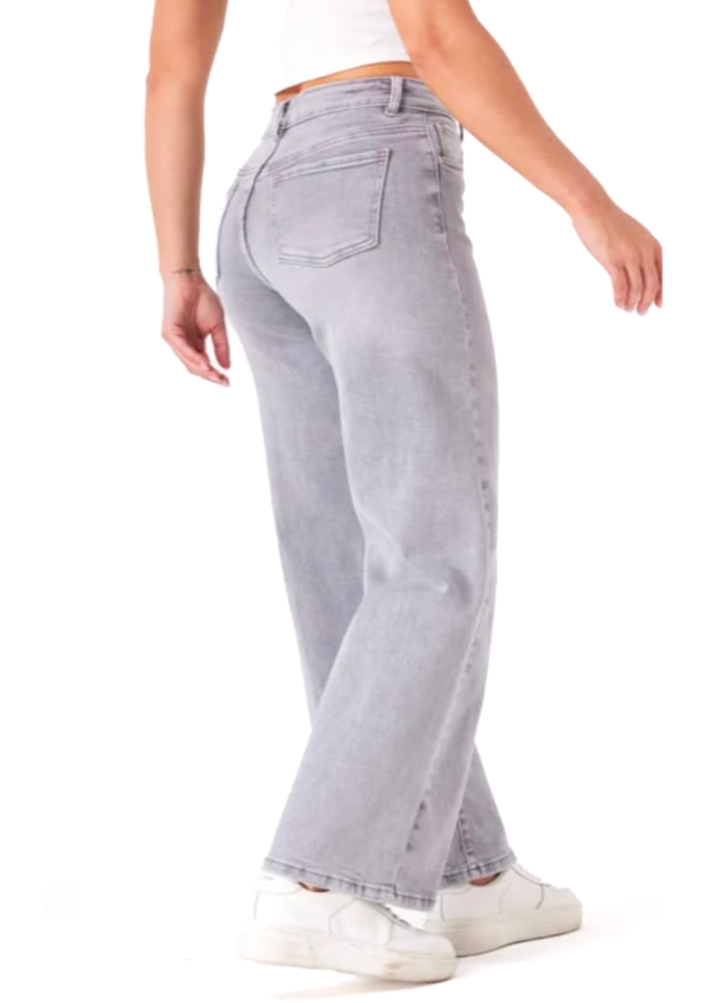 Faded Grey Wide Leg Jean