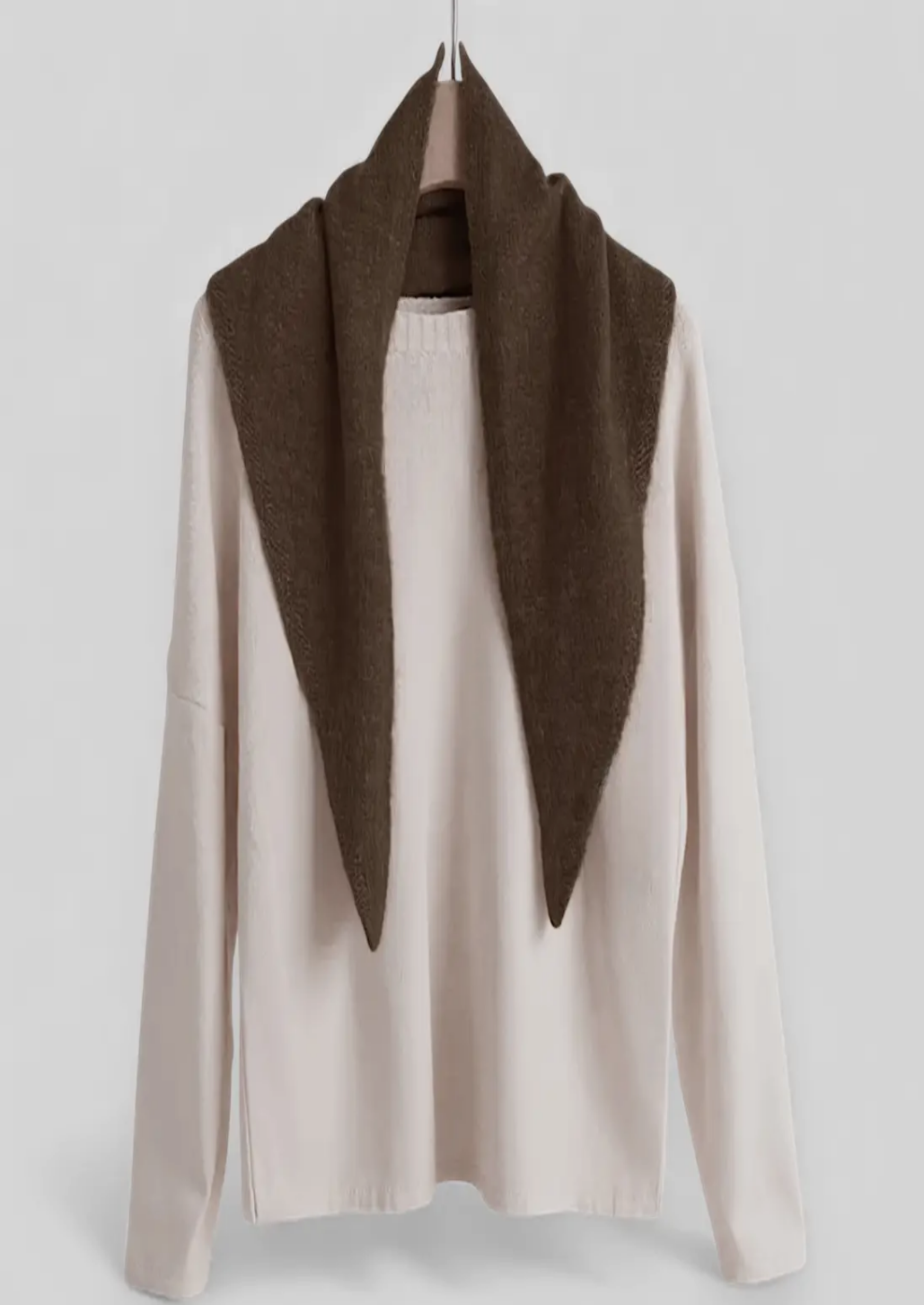 Knitted Triangle Brown Scarf