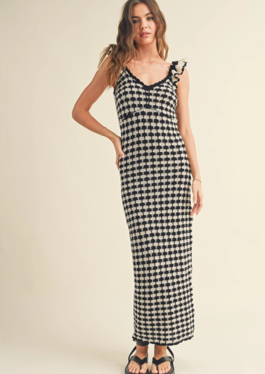 Crochet Ruffle Sleeve Dress