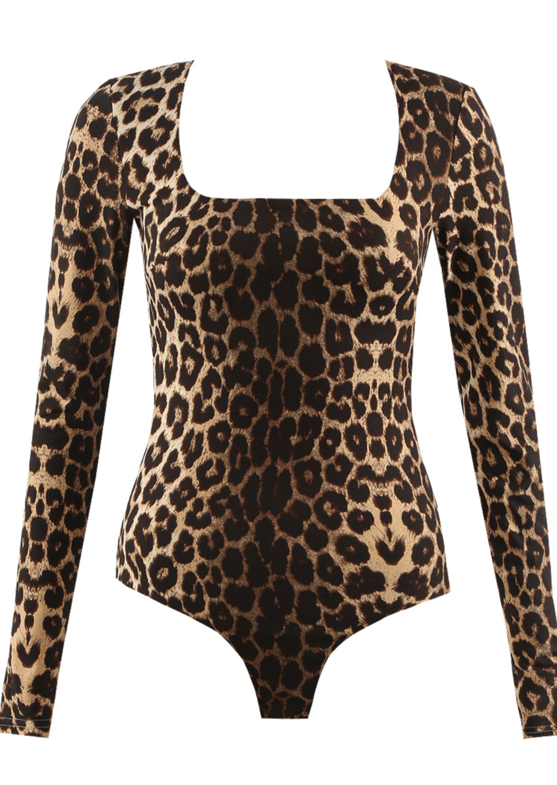 Leopard Print Square Neck Bodysuit