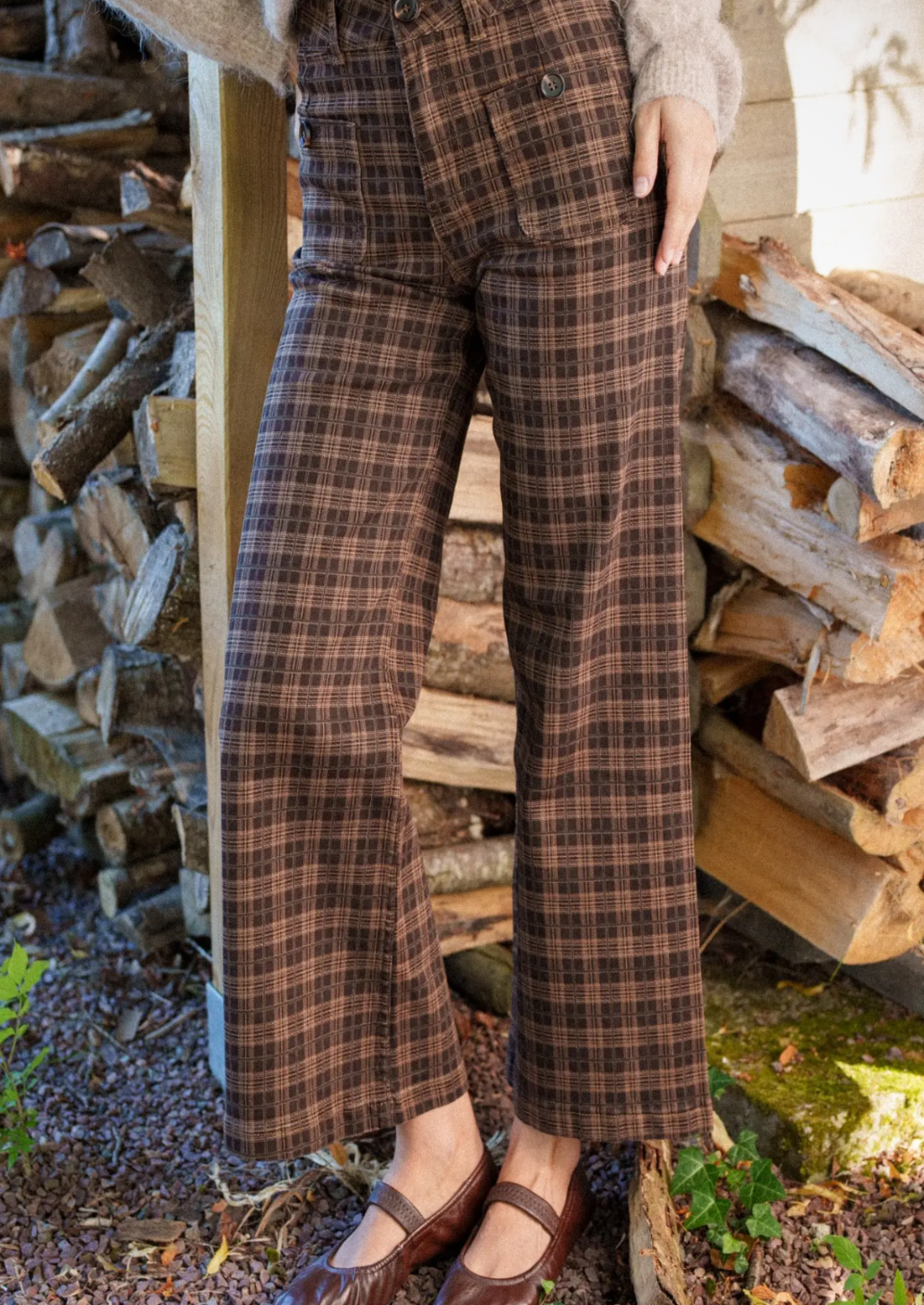High Waisted Checked Trousers