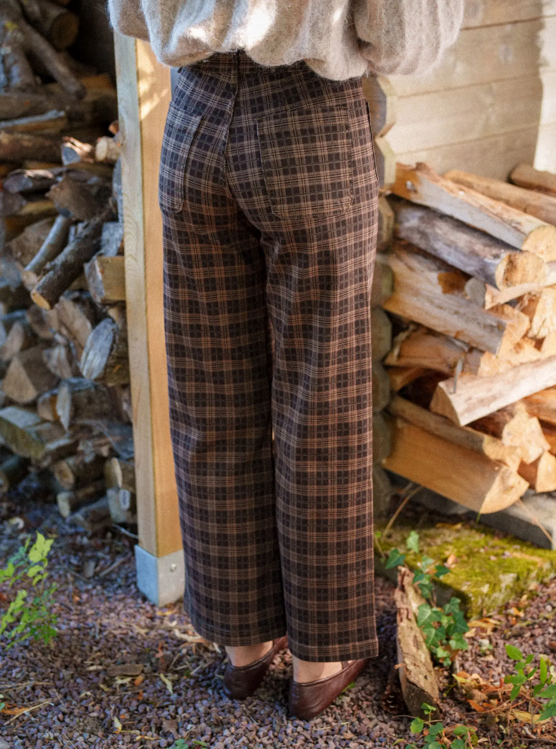 High Waisted Checked Trousers