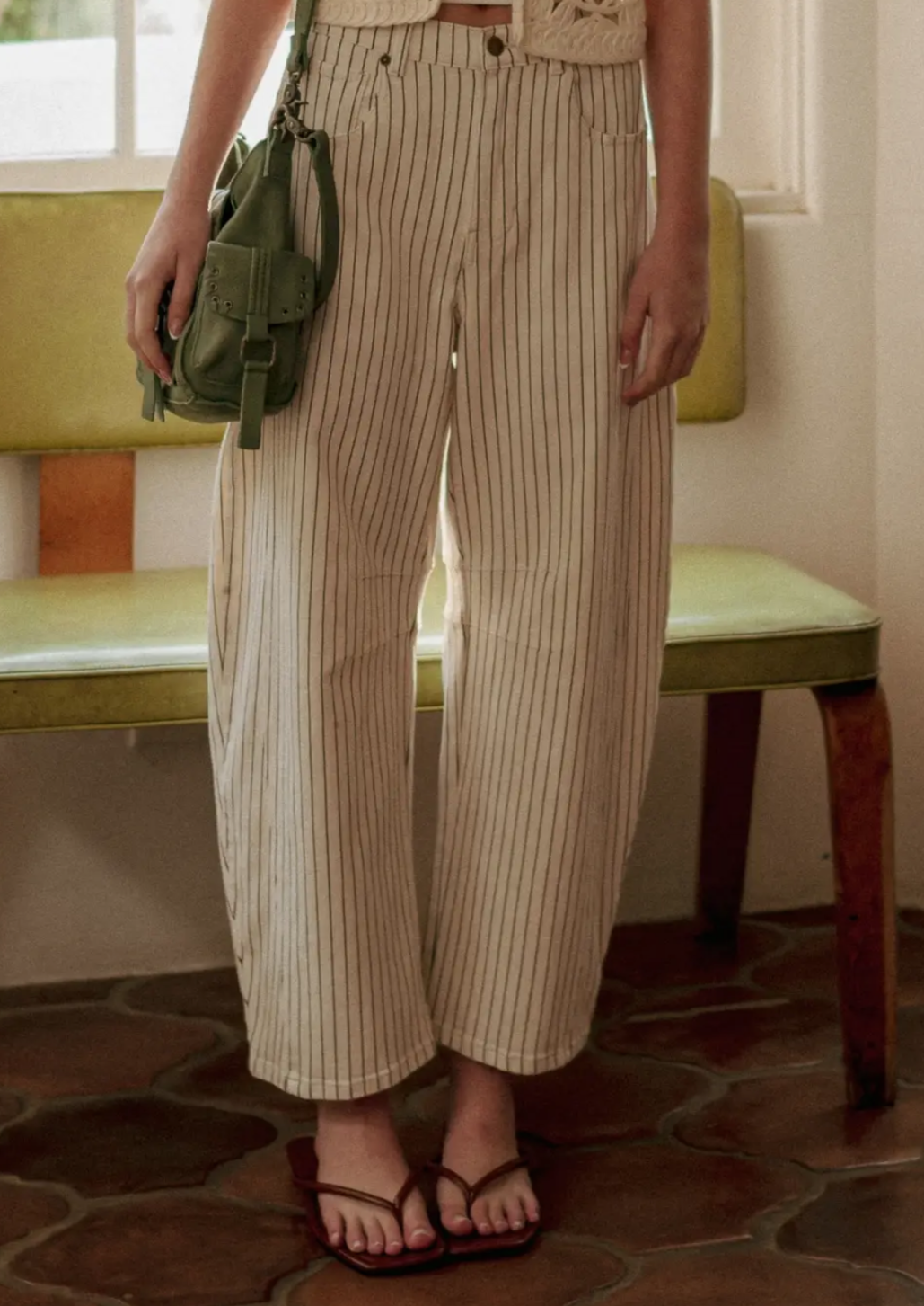 Pinstripe Barrel Jeans