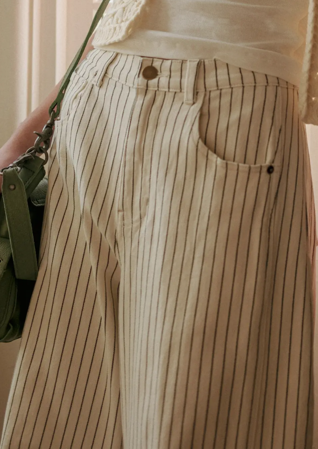 Pinstripe Barrel Jeans