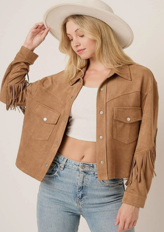 Tan Suede Tassel Detail Jacket