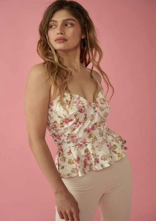 Floral Sweetheart Neck Cami
