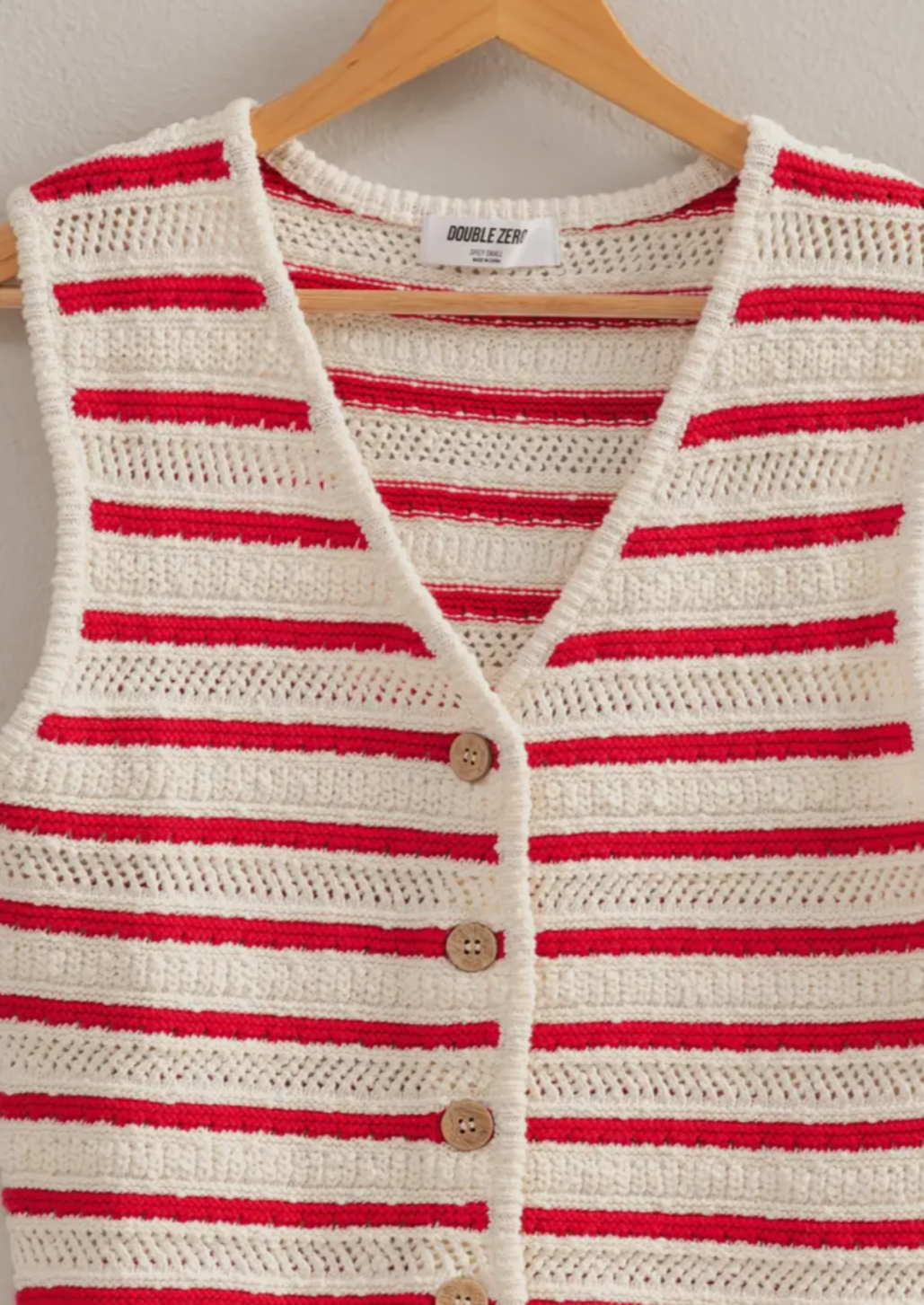 Red Striped Button Vest