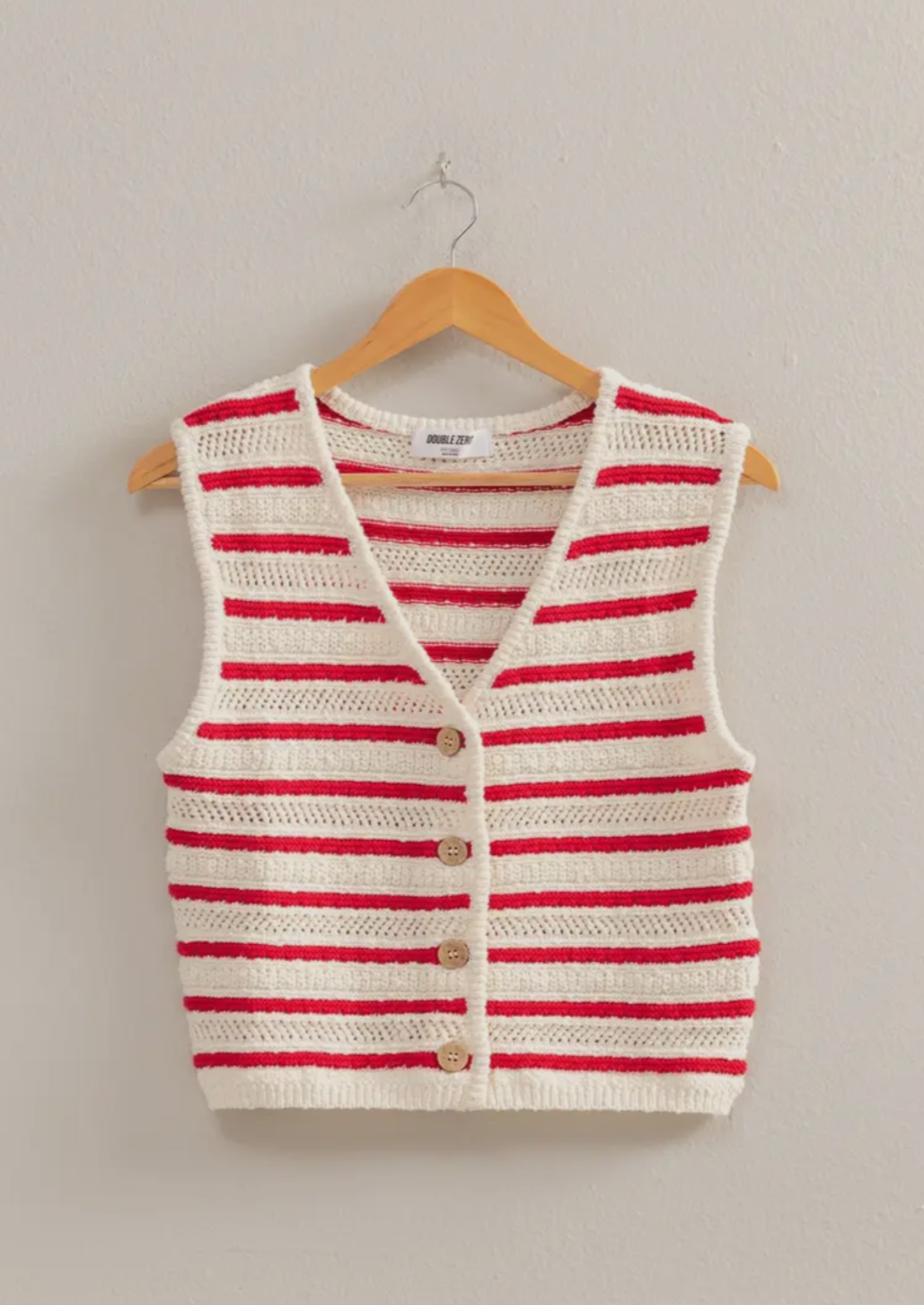 Red Striped Button Vest