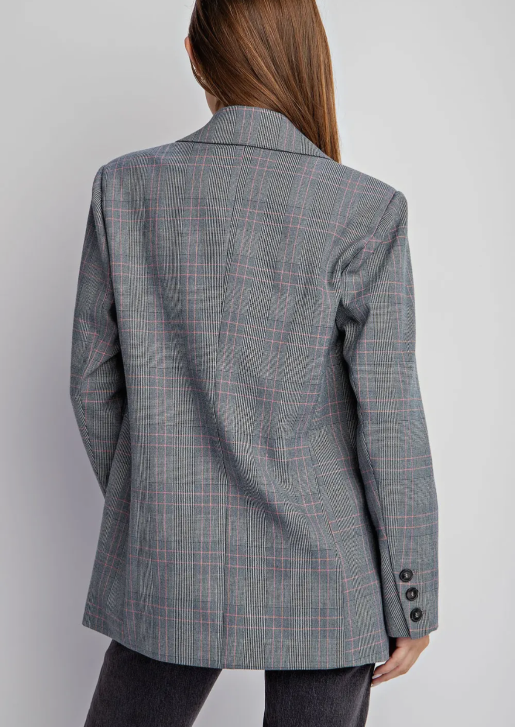 Lurex Plaid Single Button Jacket