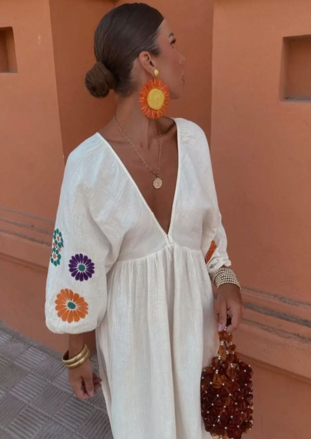 White Linen Long Boho Dress