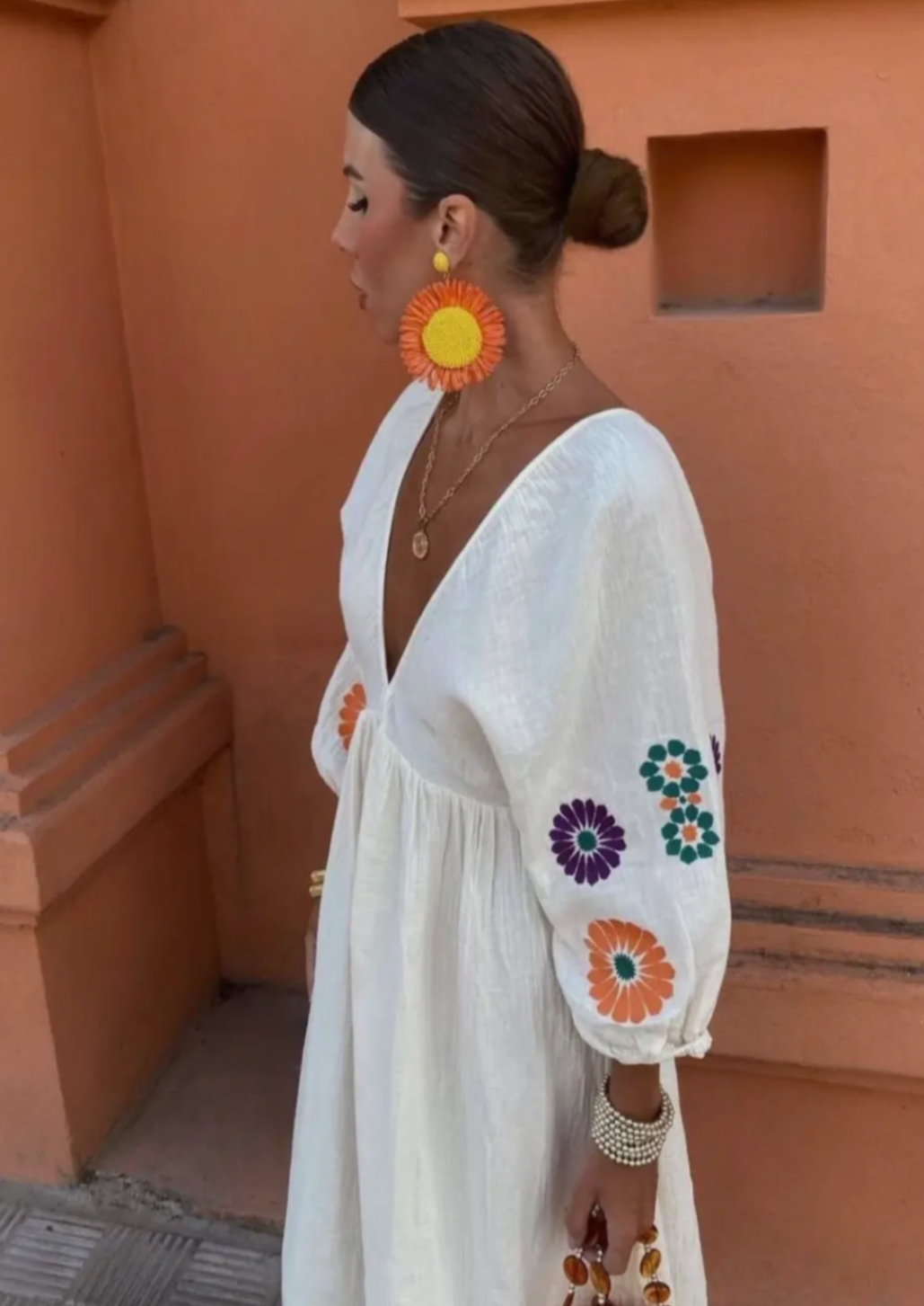 White Linen Long Boho Dress
