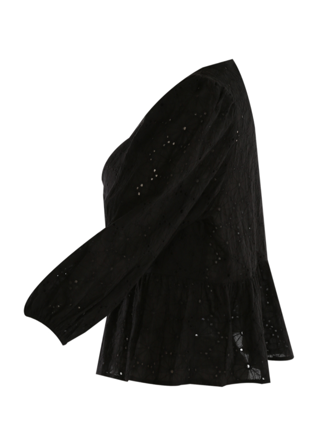 Tie Front Black Broidery Anglaise Blouse