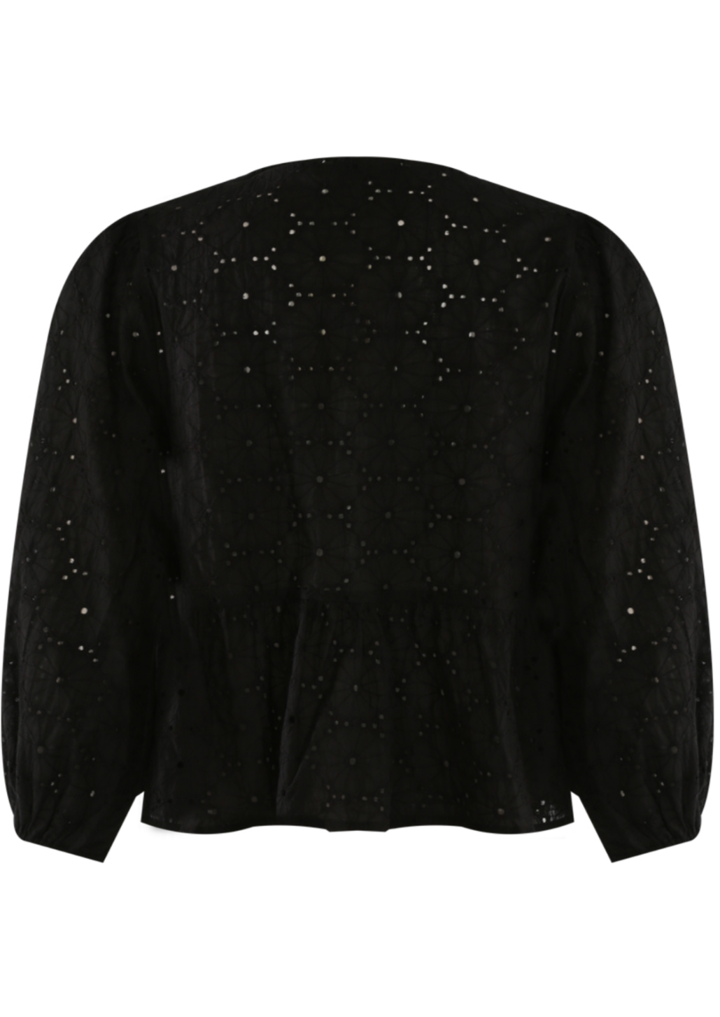 Tie Front Black Broidery Anglaise Blouse