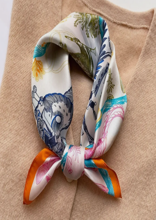 Vintage Pegasus Pattern 100% Mulberry Scarf