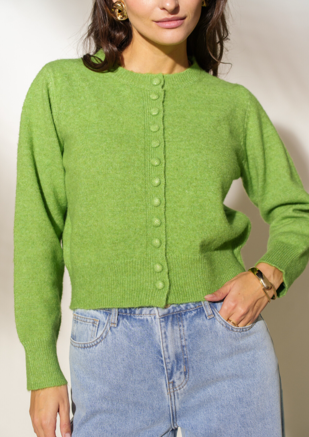 Green Button Sweater