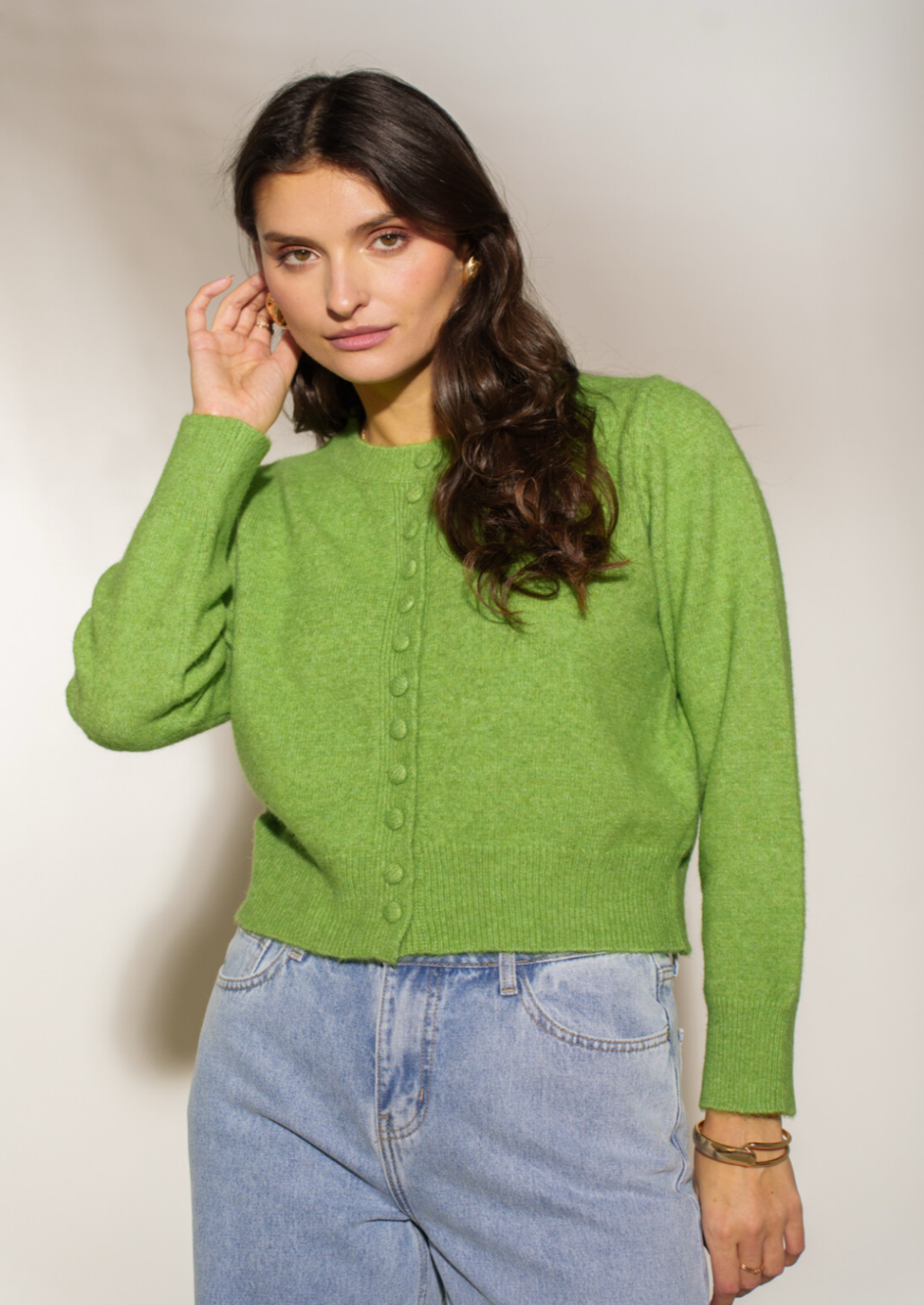 Green Button Sweater