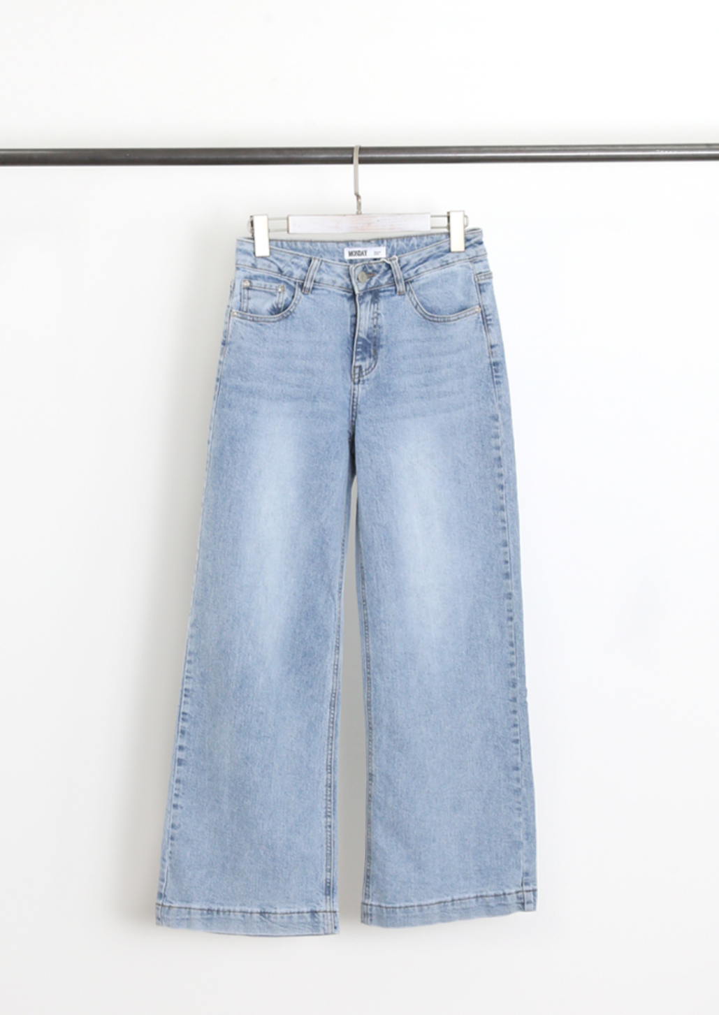 Mid Wash Mid Rise Wide Leg Jean