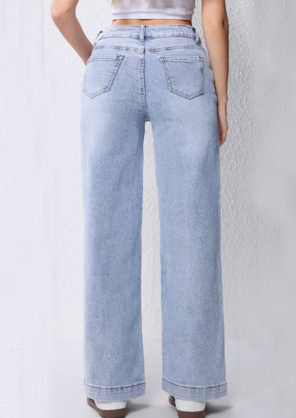 Mid Wash Mid Rise Wide Leg Jean