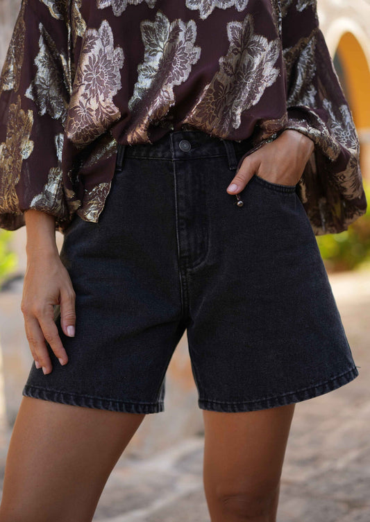 Washed Black Boy Denim Shorts