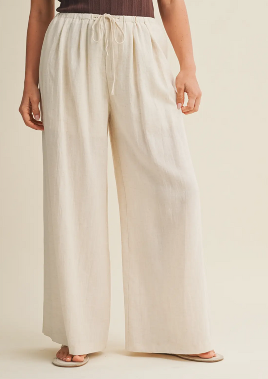 Elastic Waist Tuck Detail Trousers