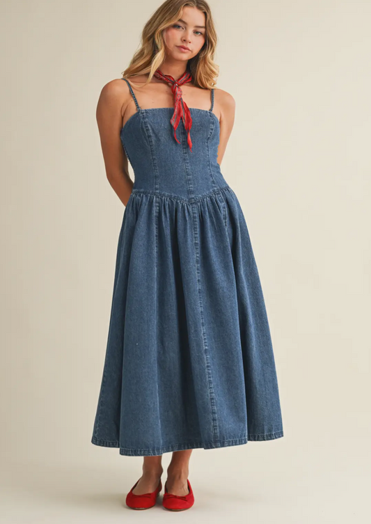 Detachable Strap Denim Dress