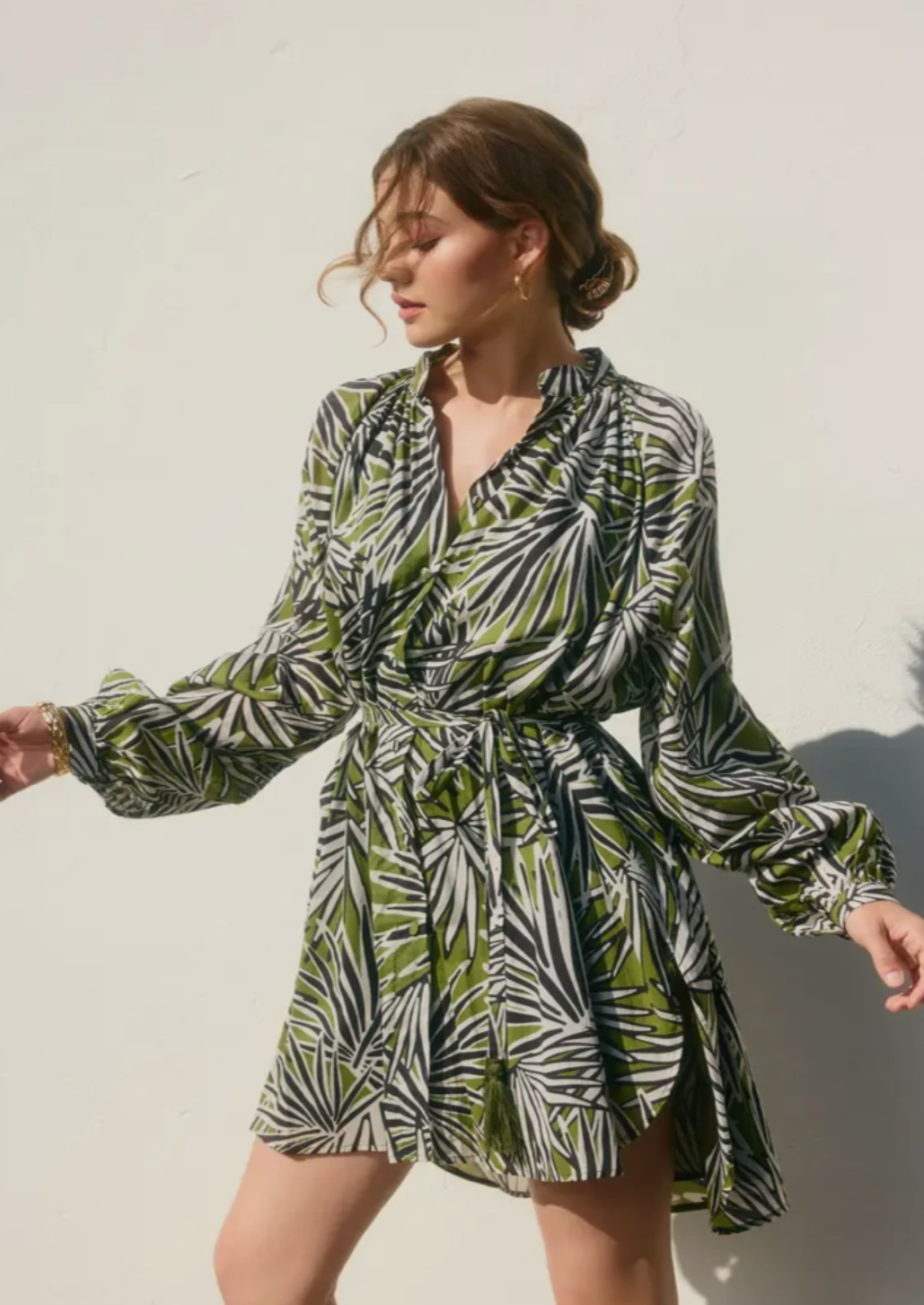 Drifting Dreams Bubble Sleeve Shirt Dress