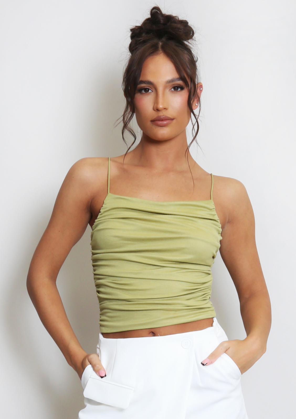 Strappy Ruched Cami Top