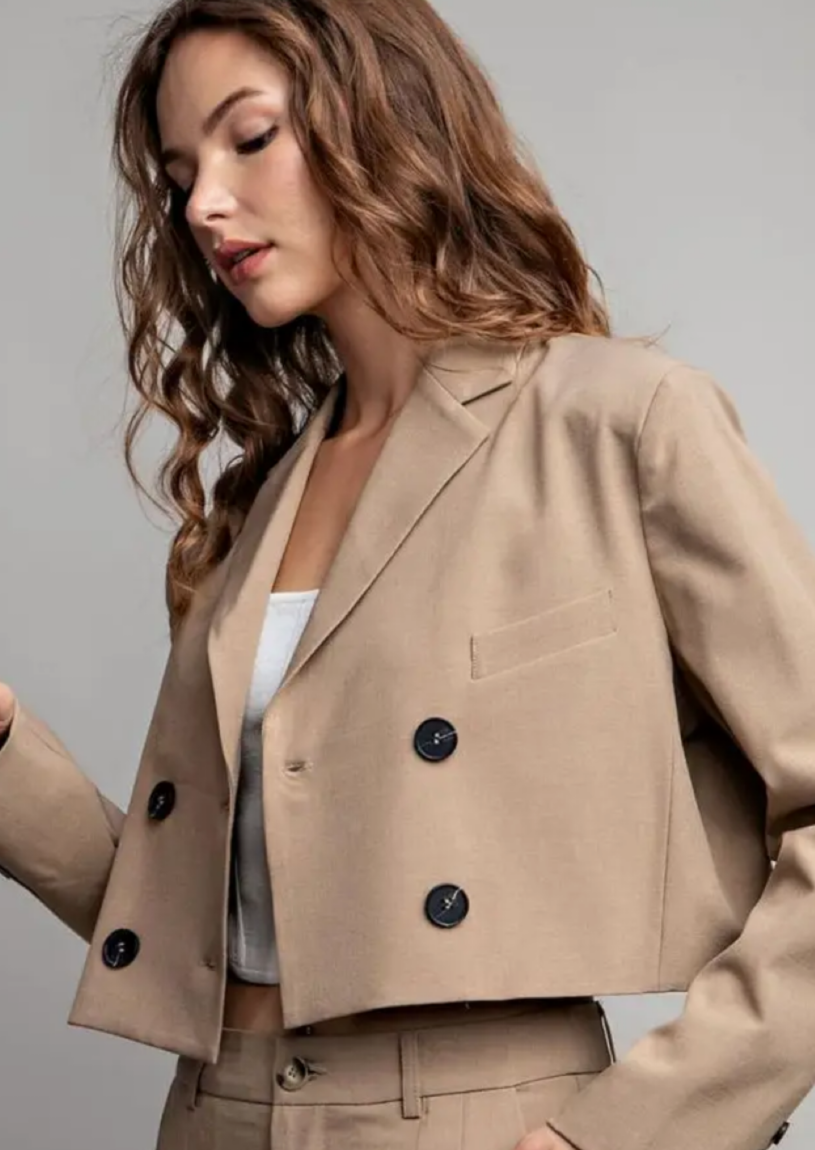 Cropped Double Breasted Blazer