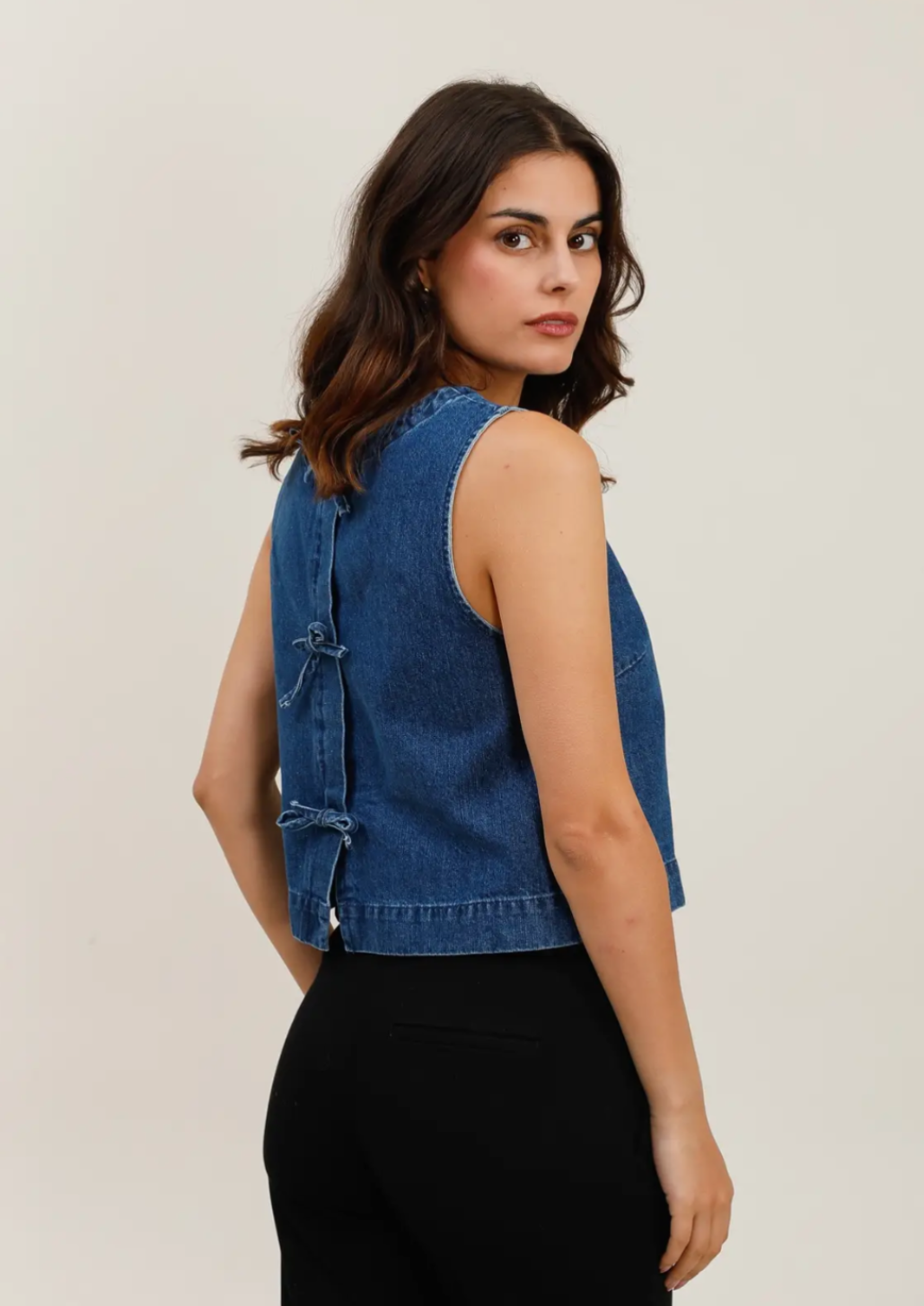 Denim Bow Top