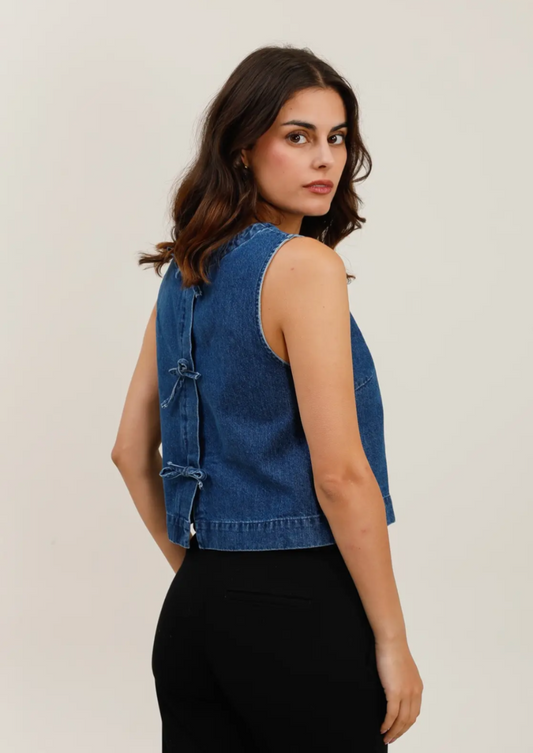 Denim Bow Top