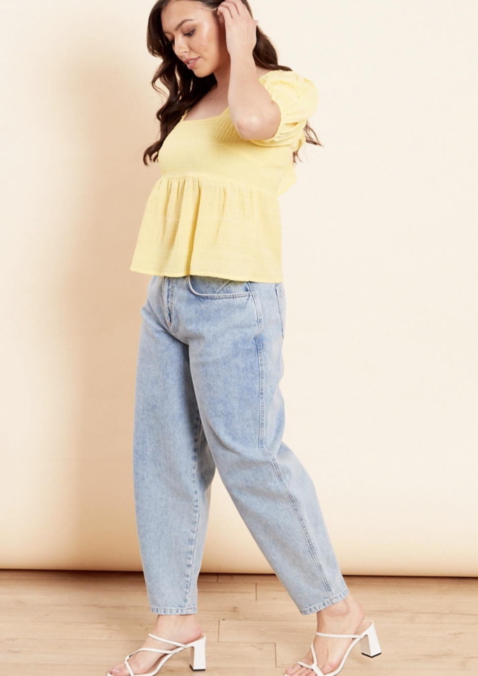 Yellow Tie Back Milkmaid Blouse