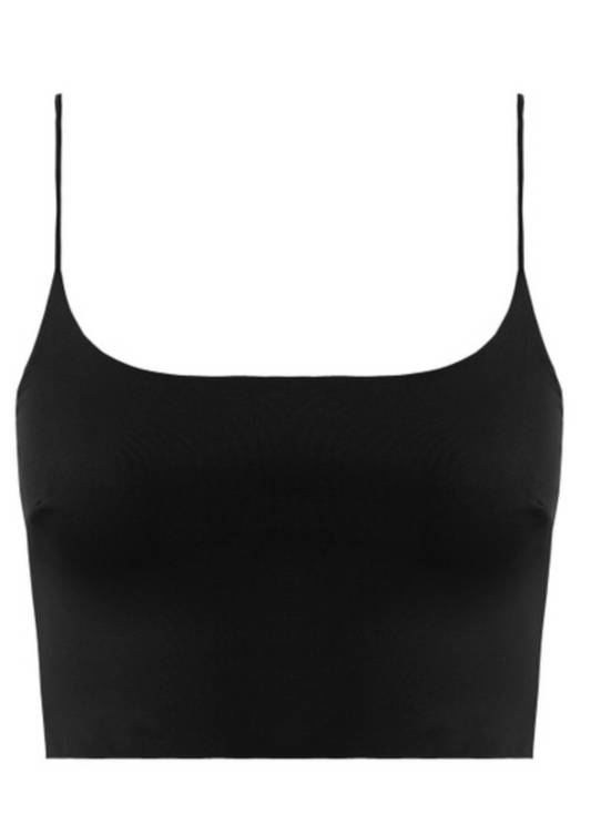 Black Square Neck Sleeveless Crop Top
