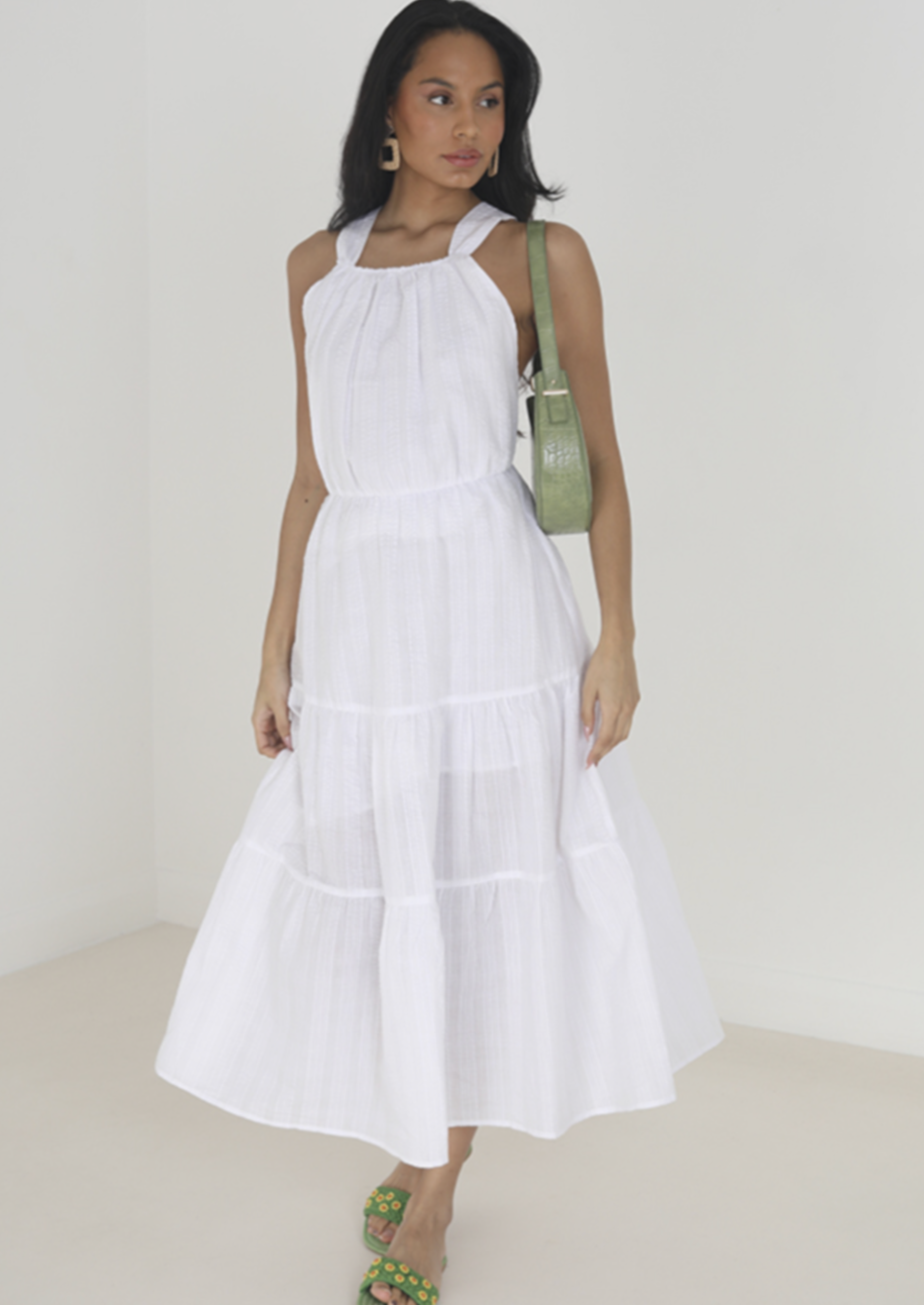 White Tiered Long Dress