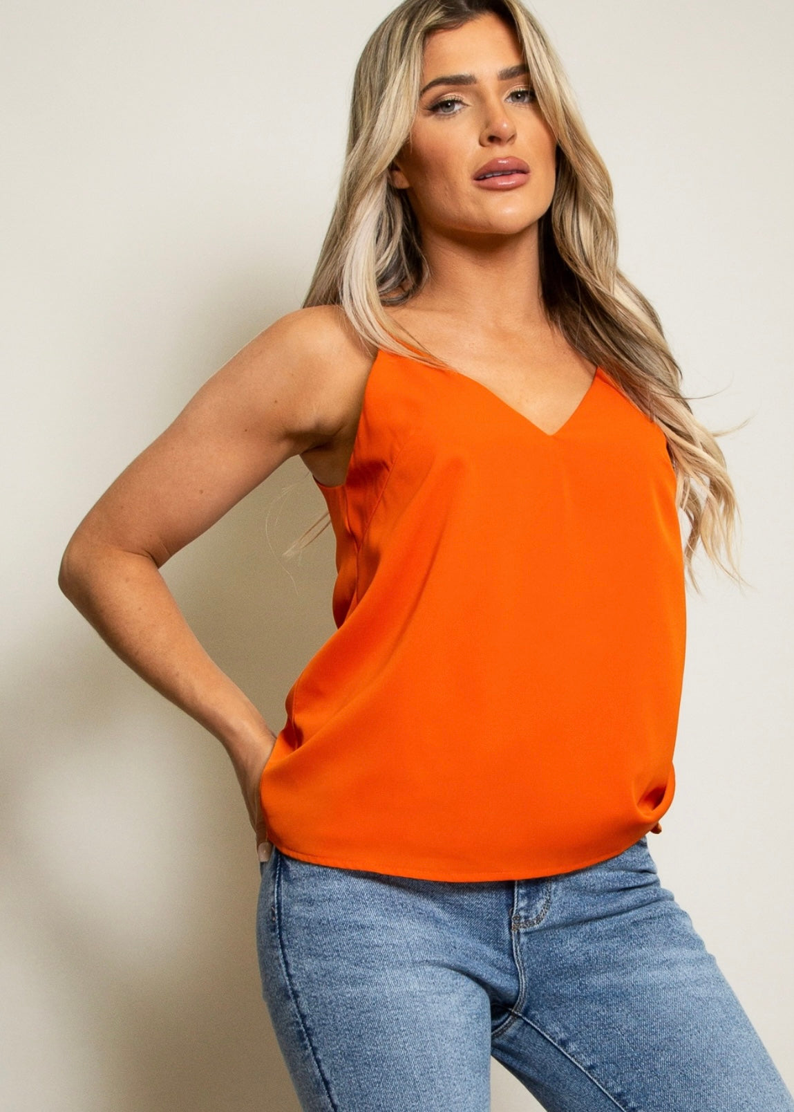 Orange V Neck Cami Top